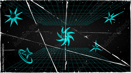 3D wireframe perspective grid room template design vector illustration background. Empty three dimensional virtual room perspective wireframe grid geometric sketch. Cyber virtual line interior frame