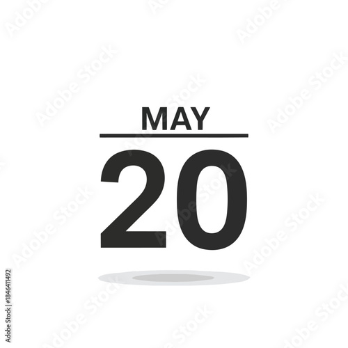 A pristine, digital representation of the twentieth day of May, symbolizing significant dates and chronological events within a modern, streamlined