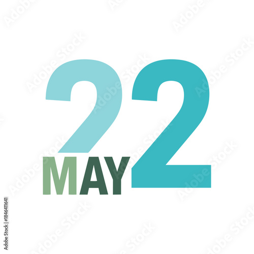 A clear graphic showing the twenty-second day of May, suitable for calendar applications, event notifications, and daily reminders for this specific