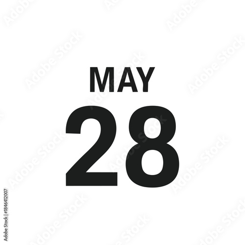 Bold black text displaying the twenty-eighth day of May on a pristine white background