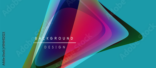 Abstract vibrant design features layered shapes, gradients. Turquoise backdrop complements colorful elements, creating modern visual impact.