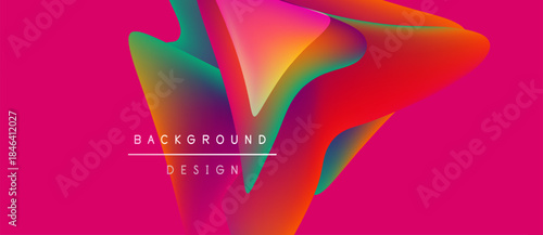 Vibrant abstract design. Fluid shapes blend, creating dynamic visual impact. Pink backdrop enhances colorful elements. Text reads background design.
