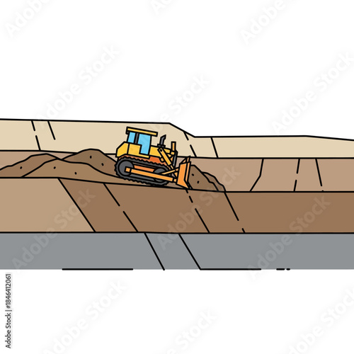 Bulldozer working on a construction site leveling the ground.