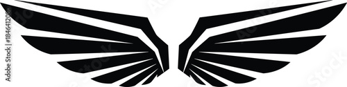 Abstract Wings Vector Silhouette Icon; Freedom, Speed, Power, Flight, and Angelic Symbol Graphic Design Element; Isolated Black and White Logo Template.