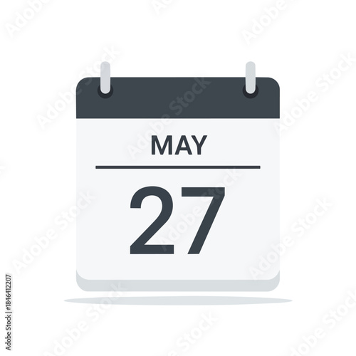 A sleek digital calendar icon in flat design style, prominently displaying May 27. This visual represents effective scheduling and key date