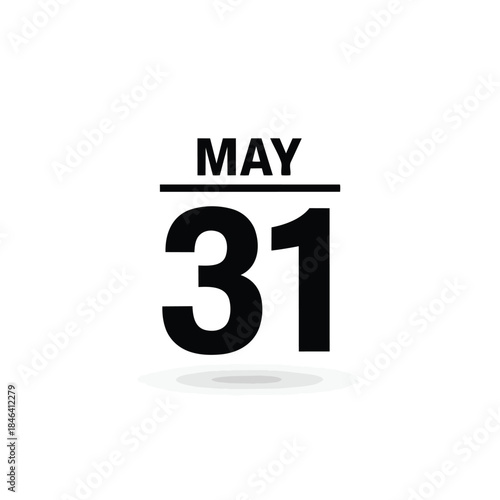 May 31st calendar date icon representation for important deadlines, significant events, or daily reminders and scheduling needs. A clear, precise