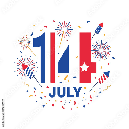 Celebrating French National Day with vibrant fireworks confetti and national colors honoring the spirit of liberty equality and fraternity in France