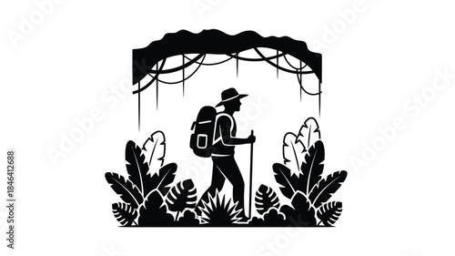 Elegant floral arrangement with delicate leaves and a dark silhouette