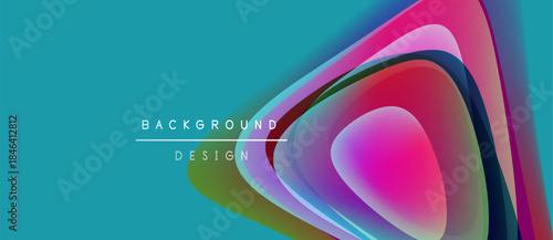 Abstract colorful layers create dynamic background. Bright hues blend, forming modern design element. Smooth gradients offer visual interest.