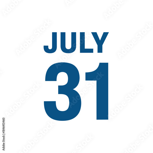 A crisp blue text displaying the thirty-first day of July on a clean white background, symbolizing a specific calendar date and end-of-month marker