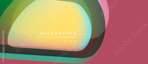 Abstract colorful design. Overlapping shapes create dynamic visual effect. Gradient hues blend smoothly, offering modern aesthetic.