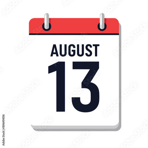 Vibrant August Thirteenth Calendar Icon Illustrating Date Progression and Scheduling Reminders