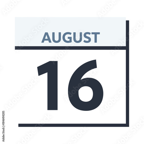 A crisp digital representation of the sixteenth day of August, serving as a versatile visual reminder for important annual events or precise