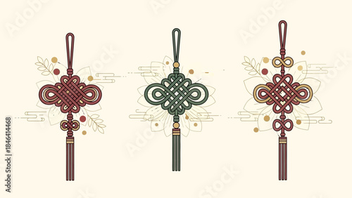 Traditional Chinese Knot Decorations Symbolism and Cultural Significance in Vector Illustration
