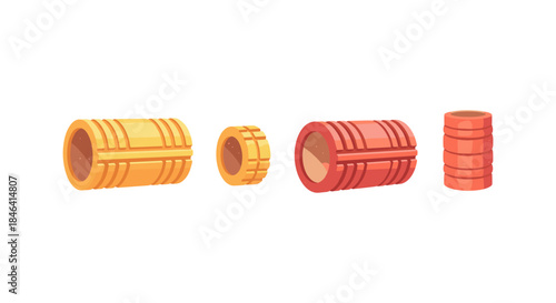 Set of four textured foam rollers for physical therapy and fitness exercises