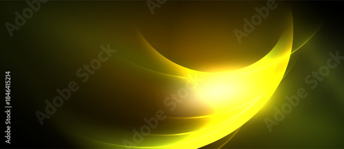 Abstract golden light curves flow, creating dynamic energy. Dark background emphasizes bright focal point, smooth gradients present.