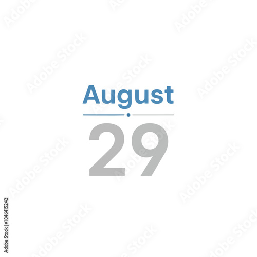 August 29th calendar date display graphic simple minimalist design element illustration vector