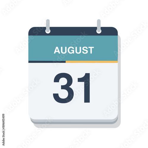 Flat design calendar icon displaying August 31st, marking the final day of the summer month in a clean graphic style.