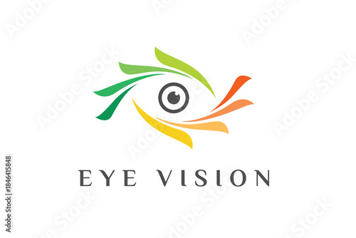 Abstract Eye Logo with Colorful Camera Shutter Lens Concept for Photography Studio and Optical Brand Identity