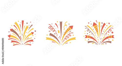 Celebratory fireworks and confetti bursting in a festive display