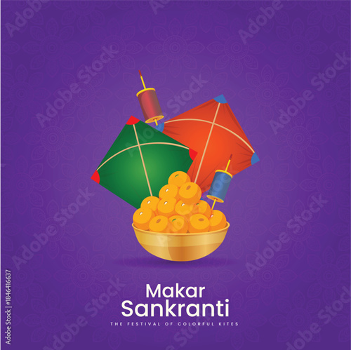 makar sankranti  traditional  Colorful flying kites for Makar Sankranti festival 