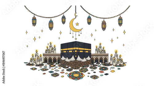 Sacred Kabba illustration for Religious Celebration