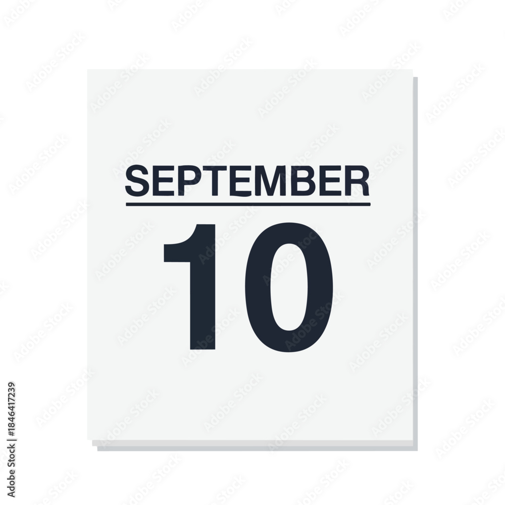 Obraz premium Minimalist calendar page displaying September 10th date, ideal for scheduling and event reminders