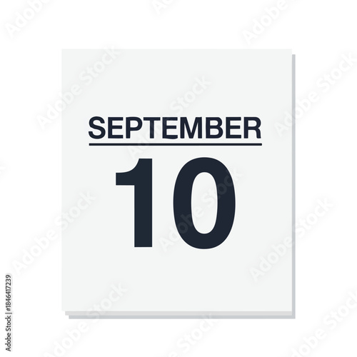 Minimalist calendar page displaying September 10th date, ideal for scheduling and event reminders
