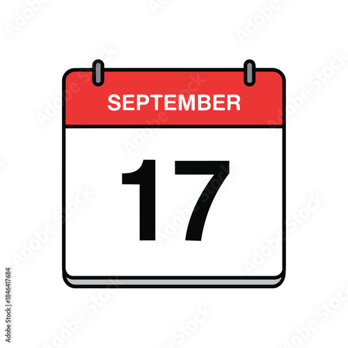A clear visual representation of September 17th on a simple calendar icon indicating an important date