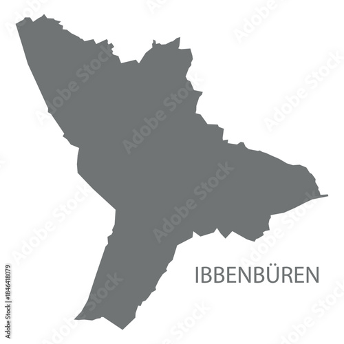 Ibbenbüren city map with boroughs grey illustration silhouette shape