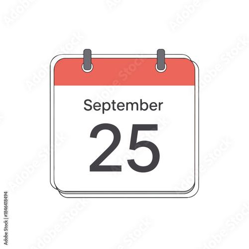 Essential calendar icon showcasing the specific date of September twenty-fifth for scheduling important events and reminders digitally