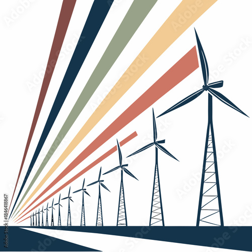 Multiple wind turbines arranged in a gradient for renewable energy 1