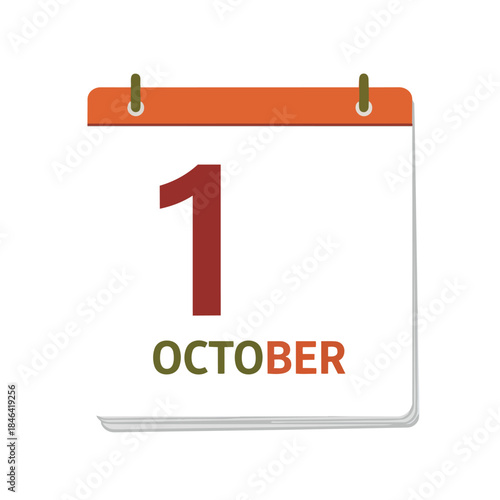 First day of October represented on a minimalist calendar icon for important event planning and seasonal transitions