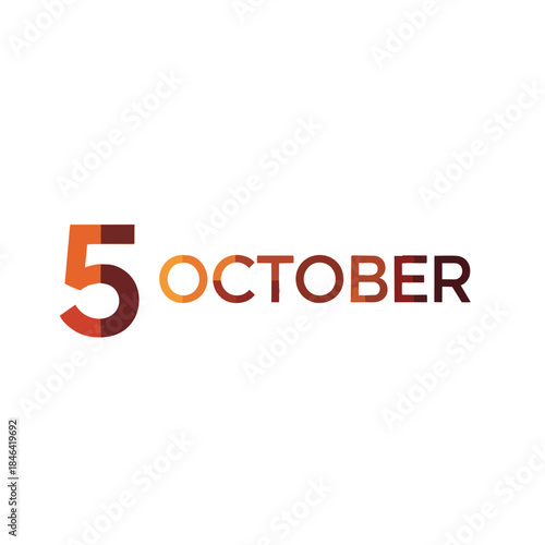 Vibrant contemporary visual displaying the specific date of October fifth a clean elegant design for calendar planning event notices and seasonal