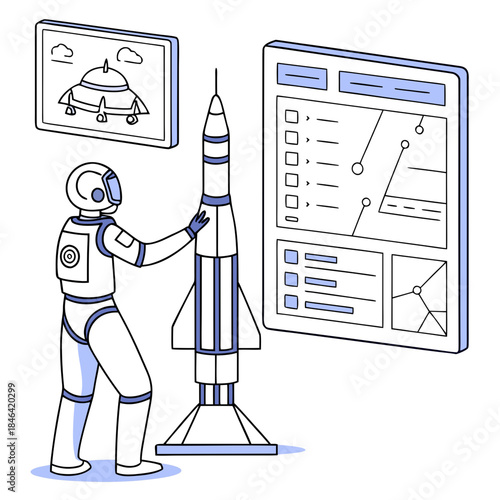 Ai robot controlling rocket assembly through hologram interface