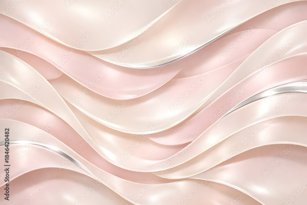 Obraz premium Elegant blush and pearl layered wave background with silver shine