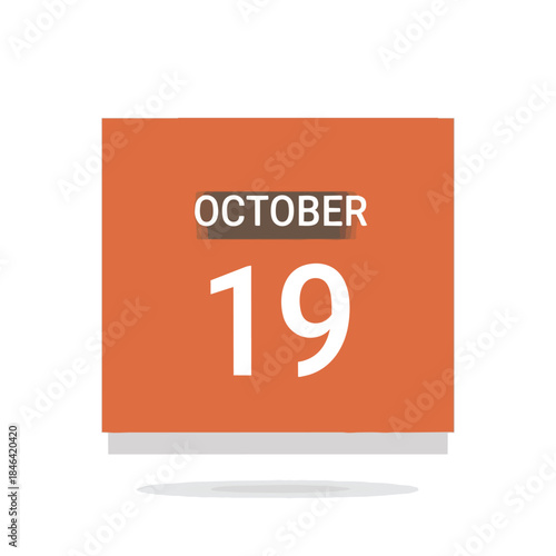 Vibrant Calendar Icon Displaying Nineteenth Day of Tenth Month, Digital Representation of a Specific Event Date