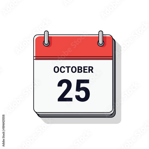 Bold October 25th calendar icon for important date marking and scheduling. A clear visual for any daily planning activity and temporal