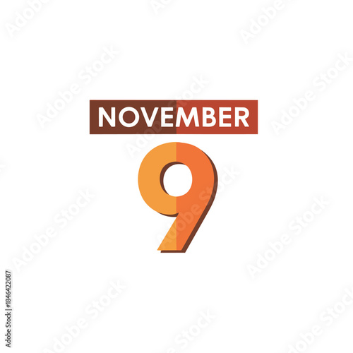 A crisp, contemporary graphic symbolizing the ninth day of November, showcasing the numeral nine in a warm, inviting gradient. Excellent for
