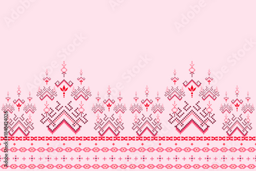Ethnic Aztec abstract geometric oriental traditional embroidery seamless pattern. Native geometry decorative design for fabric, clothing, border decor, interior, wallpaper, background, texture, print