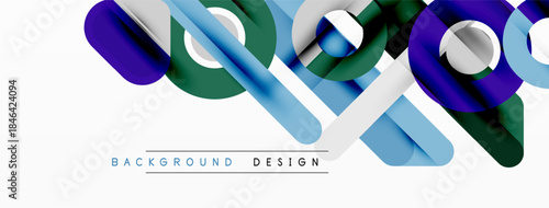 Abstract dynamic lines, shapes create modern background. Blue, green, purple hues dominate design, offering sleek visual appeal.