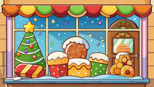 Christmas bakery display isolated on transparent background