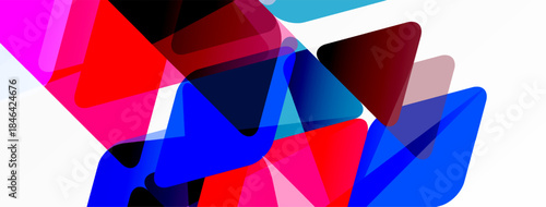 Abstract composition. Overlapping geometric shapes, vibrant colors, dynamic interplay. Modern design, clean aesthetic, visual energy.