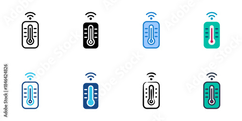 Smart thermometer icons set multiple style vector collection. 
