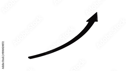 Upward arrow curve symbol showing growth progress success trend isolated on white background
