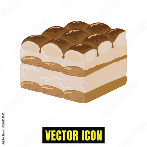 A tempting vector icon illustration of a classic italian tiramisu dessert Vector