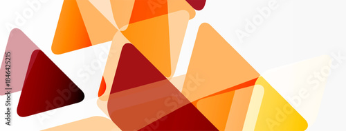 Abstract geometric shapes overlap. Warm colors dominate composition, creating dynamic visual texture. Minimalist design, modern aesthetic.