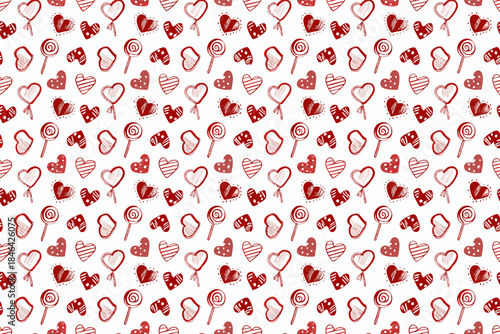 Sweet Valentine's Day pattern with hearts and candies