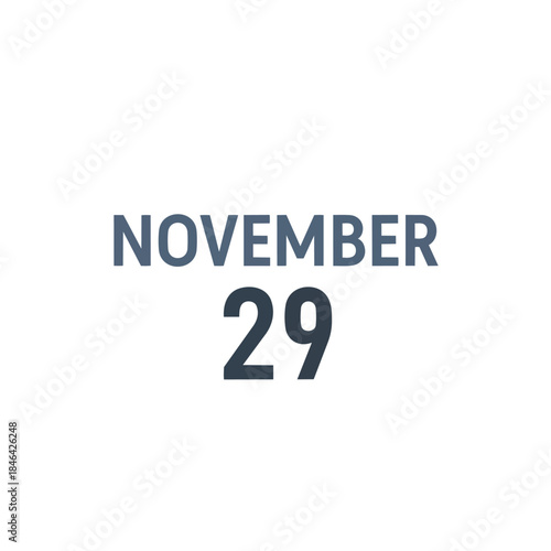 A clear digital representation of the twenty-ninth day of November, highlighted as a notable calendar entry marking specific events, appointments,