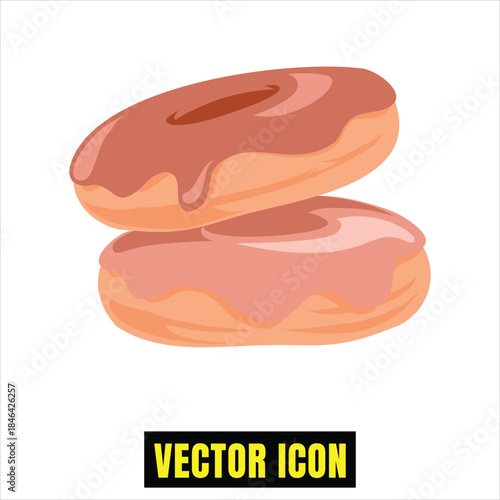 A delightful stack of two delicious pink frosted donuts, perfect for any sweet craving Vector